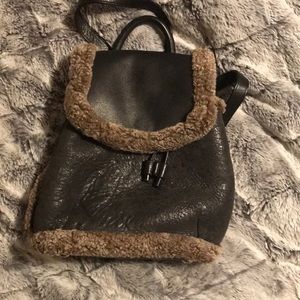 Rag & Bone Mini pilot leather fuzzy lining woman’s casual backpack